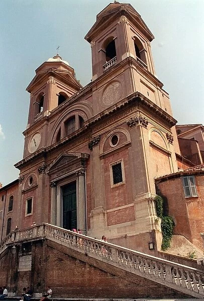 Italy Rome church at the top of the Spanish Steps
