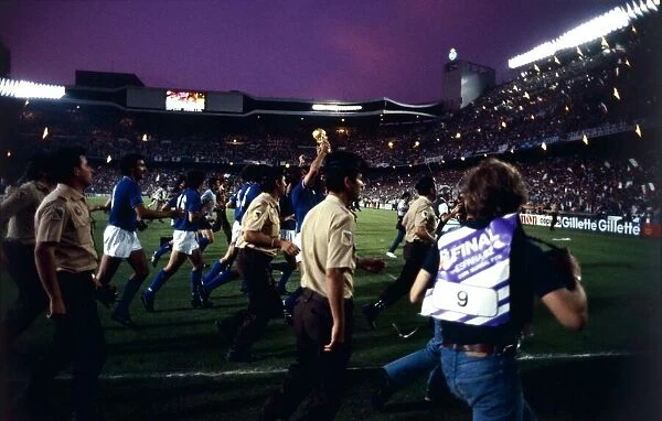 Italy team parade the trophy following victory over west Germany in the 1982 World Cup