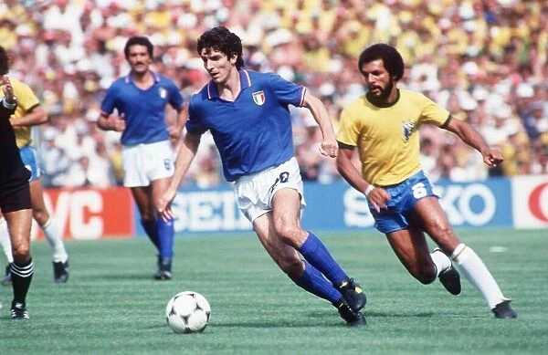 Italy v Brazil 1982 World Cup match Paolo Rossi gets away from Junior