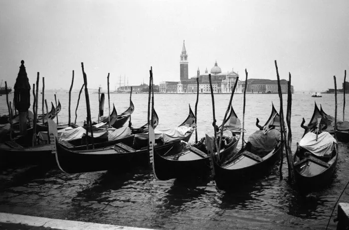 Framed Print : Italy Venice Gondolas and gondoliers on a rainy day June 1965 Framed Print : Italy Venice Gondolas and gondoliers on a rainy day June 1965