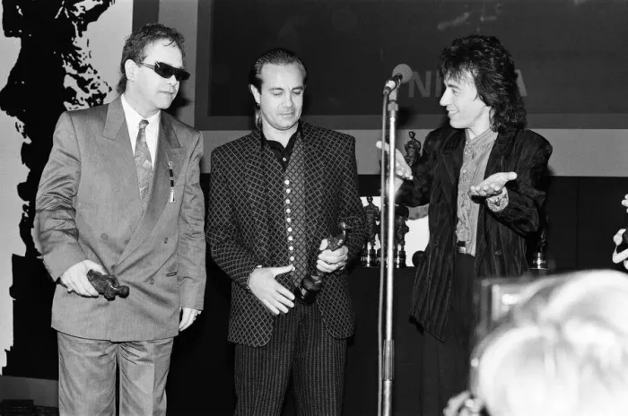 Framed Print : The Ivor Novello Awards at Gorsvenor House, London. Pictured, on stage Elton John Framed Print : The Ivor Novello Awards at Gorsvenor House, London. Pictured, on stage Elton John