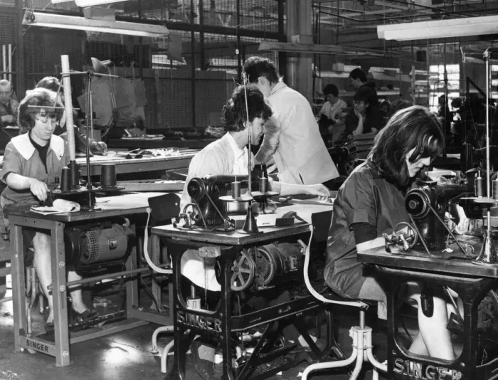Framed Print : J Harvey Limited Clothing factory in Tredegar, Blaenau Gwent, southeast Wales