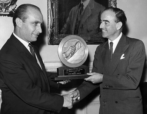 J. M Fangio wins driver of the year award from the guild of motoring writers