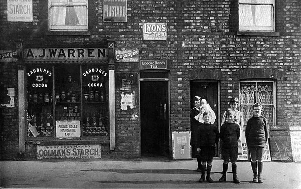 A J Warrens shop, Otford, a village in the Sevenoaks District of Kent. Circa 1920