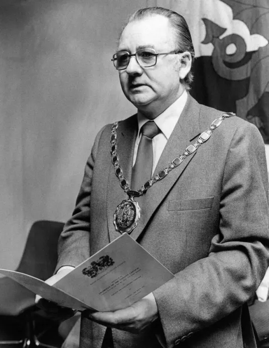 Framed Print : Jack Brooks, Baron Brooks of Tremorfa (1979), installed as the new Chairman of the County