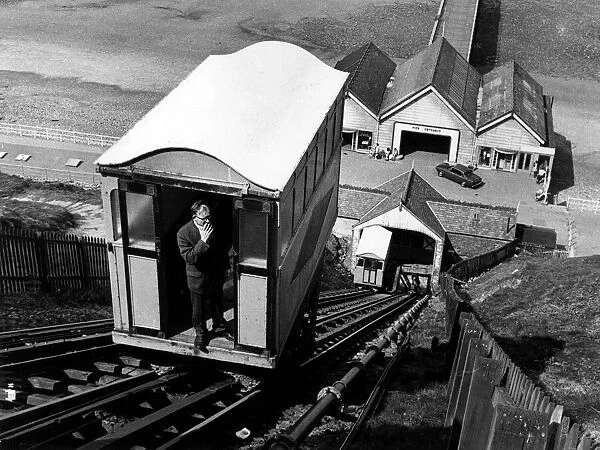 Jack Brownless, maintenance manager of C. Horne & Co LTD tests the Saltburn Cliff Railway