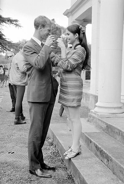 Jack Charlton with actress Vivienne Ventura seen here during a visit by the England World