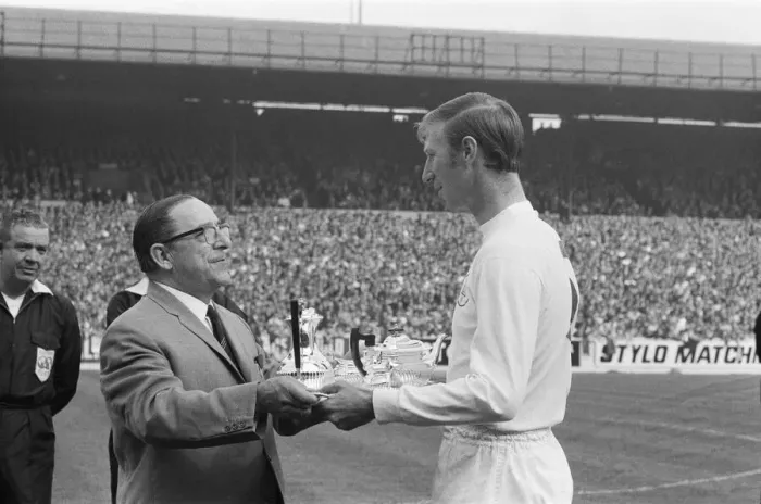 Framed Print : Jack Charlton for Leeds United, at Elland Road, Leeds, celebrating his 500 appearance for Framed Print : Jack Charlton for Leeds United, at Elland Road, Leeds, celebrating his 500 appearance for