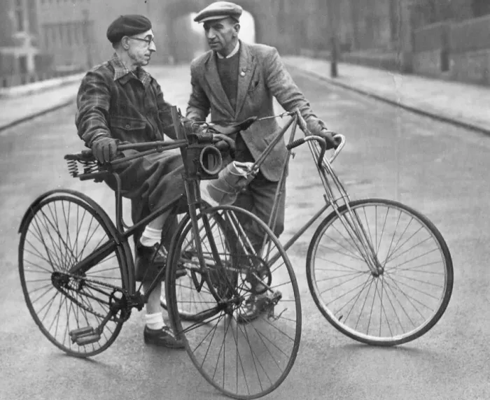 Framed Print : Jack Henderson and George Hepple with their cycles in the Haymarket-Morpeth Good Friday Framed Print : Jack Henderson and George Hepple with their cycles in the Haymarket-Morpeth Good Friday