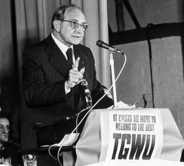 Framed Print : Jack Jones Chairman of the TGWU union seen here addressing a trades union meeting Framed Print : Jack Jones Chairman of the TGWU union seen here addressing a trades union meeting