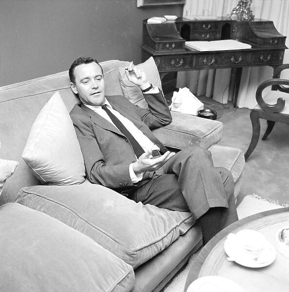 Jack Lemmon during a press reception at the Mayfair Hotel. July 1960