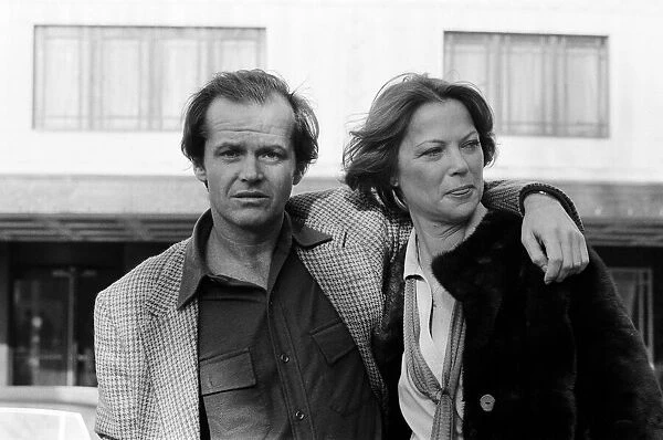 Jack Nicholson and Louise Fletcher pose for photographers outside The Dorchester Hotel to