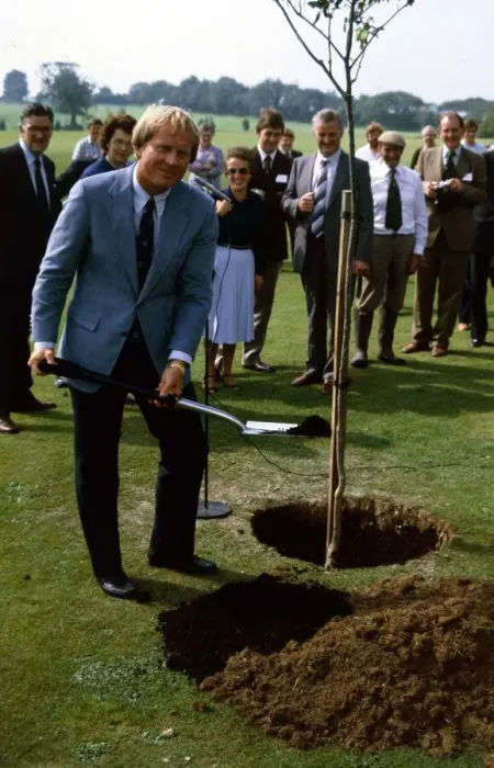Framed Print : Jack Nicklaus October 1982 Plants a tree outside clubhouse at St Mellions golf