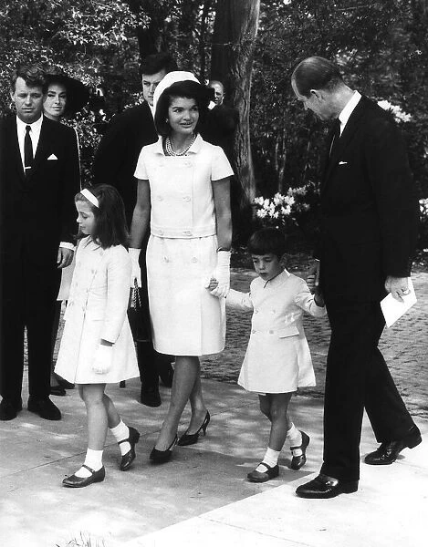 Jackie Kennedy with Prince Philip and her children Caroline