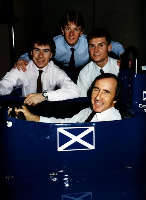 Framed Print : Jackie Stewart inside car at driving wheel Scotland St Andrews Saltire Framed Print : Jackie Stewart inside car at driving wheel Scotland St Andrews Saltire