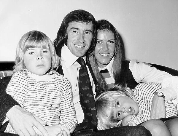 Jackie Stewart with wife Helen Stewart and sons Paul Stewart and Mark Stewart 1973