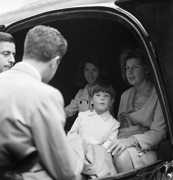 Jacqueline Kennedy, John F. Kennedy, Jr. and the Duchess of Alba pictured in a car