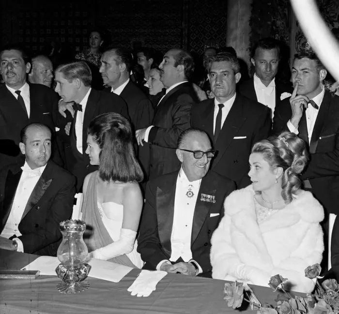 Framed Print : Jacqueline Kennedy and Princess Grace of Monaco attend a debutante ball in Seville, Spain