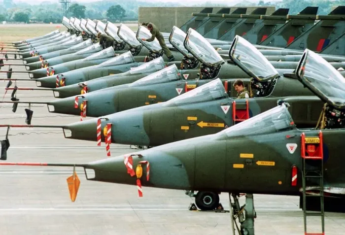Framed Print : Jaguar fighters are prepared for take off bound for Saudi Arabia durung the Gulf War