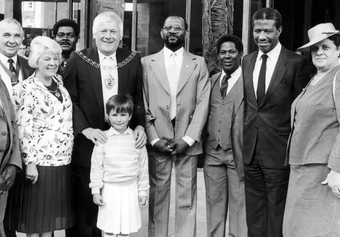 Framed Print : Jamaican High Commissioner Herbert Walker and his wife (right