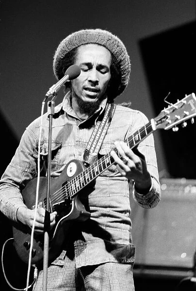 Jamaican singer Bob Marley seen here performing in London