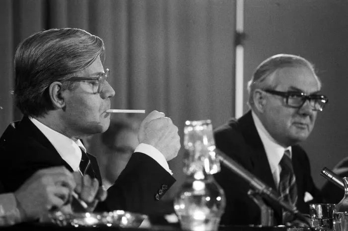Framed Print : James Callaghan, April 1978 with the German Chancellor Helmut Schmidt at a Press Framed Print : James Callaghan, April 1978 with the German Chancellor Helmut Schmidt at a Press