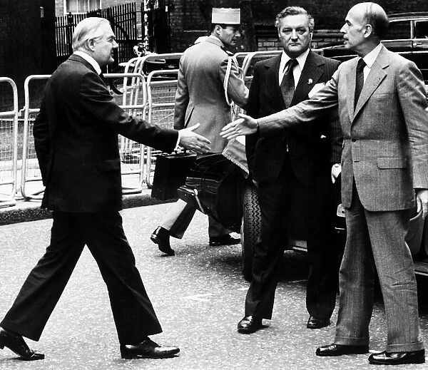 James Callaghan British Prime Minister 1977 shakes hands with French President