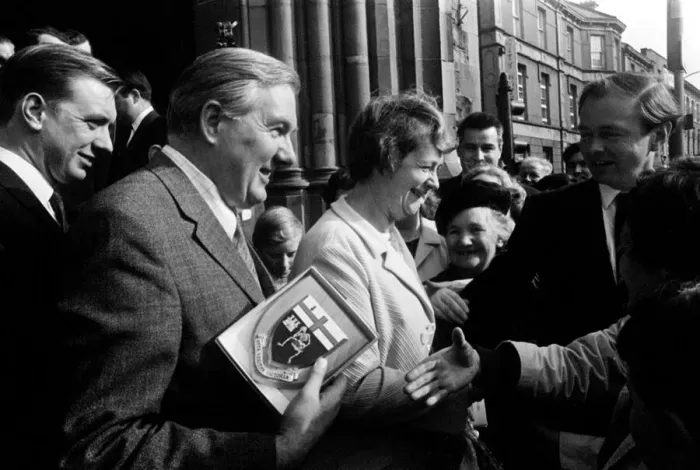 Framed Print : James Callaghan, the Home Secretary, on a visit to Bogside in Londonderry where he was Framed Print : James Callaghan, the Home Secretary, on a visit to Bogside in Londonderry where he was