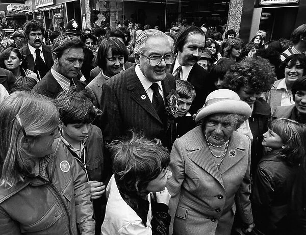 James Callaghan Labour Prime Minister with votors in Cardiff on his election campaign