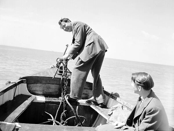 James Callaghan MP on ferry boat May 1955 on his way to canvassing Flatholme