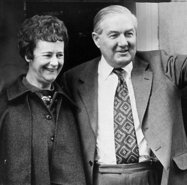 James Callaghan and wife Audrey outside 10 Downing Street after winning general election