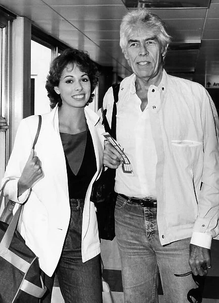James Coburn actor with girlfriend Lesley Alexander, August 1983