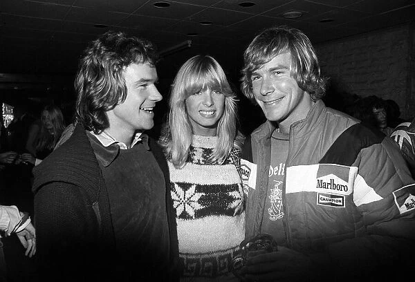 James Hunt with Barry Sheene & his girlfriend 1976 Stephanie McLean at Brands hatch for