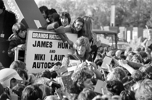 James Hunt and Niki Lauda get trapped by fans at Brands Hatch