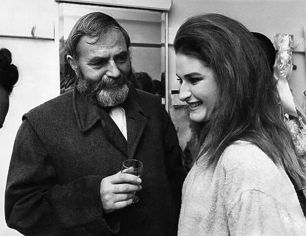 James Mason and daughter Portland at Vaudeville Theatre. November 1967 P011542