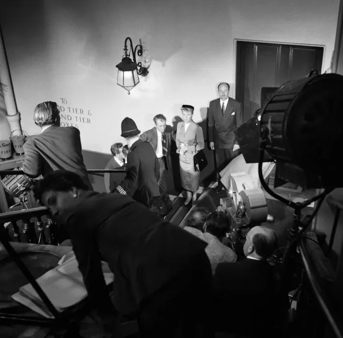 Framed Print : James Stewart and Doris Day on the set of the film The Man Who Knew Too Much