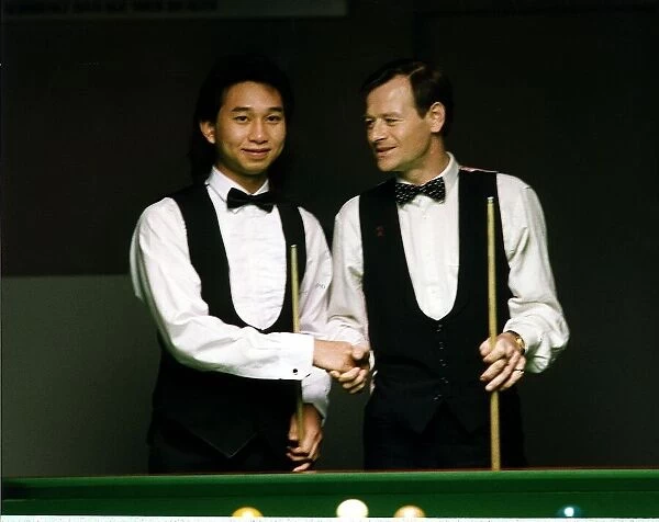James Wattana Snooker Player shaking hands with Alex Higgins
