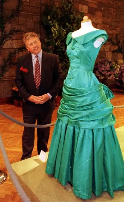 Framed Print : James whitaker examines Princess Dianas Dress June 1997 the dress is on display at a Framed Print : James whitaker examines Princess Dianas Dress June 1997 the dress is on display at a