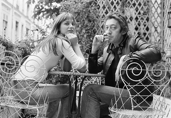 Jane Birkin & Serge Gainsbourg, pictured together at home in Paris, France