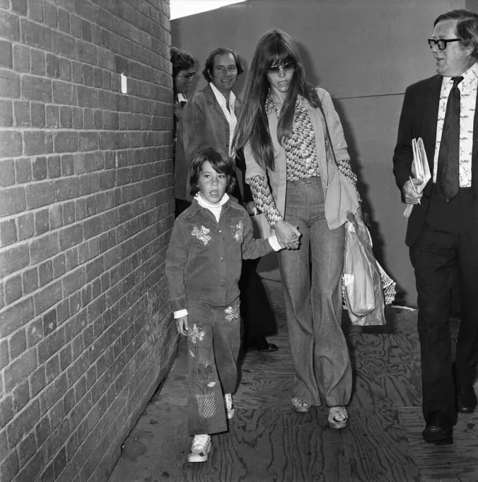 Framed Print : Jane Fonda flew into Heathrow from New York to a big welcome from her eight-year-old Framed Print : Jane Fonda flew into Heathrow from New York to a big welcome from her eight-year-old