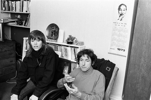 Jane Fonda pictured with her boyfriend Tom Hayden at a friends house in Camden Town