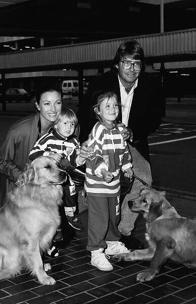 Jane Seymour actress with her family at Heathrow airport