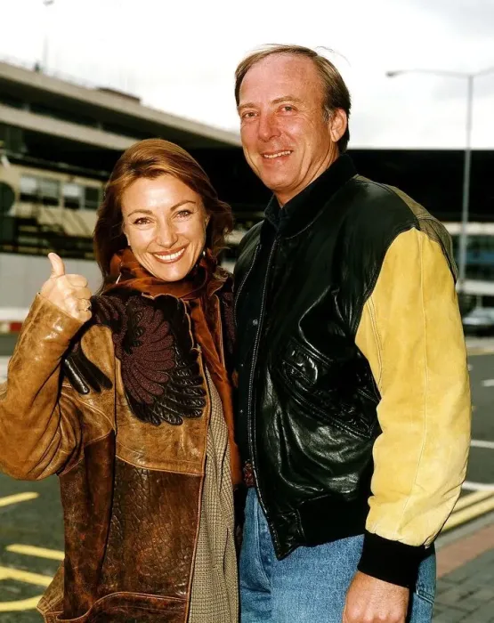 Framed Print : Jane Seymour Actress with her husband at Heathrow Framed Print : Jane Seymour Actress with her husband at Heathrow