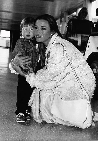 Jane Seymour actress with son Sean at heathrow