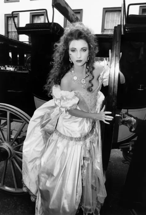 Framed Print : Jane Seymour British actress 1986 wearing Emanuels dress November 1986