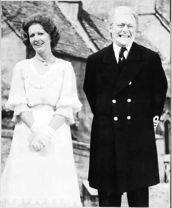 Framed Print : Janet Brown Actress plays Margaret Thatcher with Mike Yarwood as Edward Heath in Mike Framed Print : Janet Brown Actress plays Margaret Thatcher with Mike Yarwood as Edward Heath in Mike