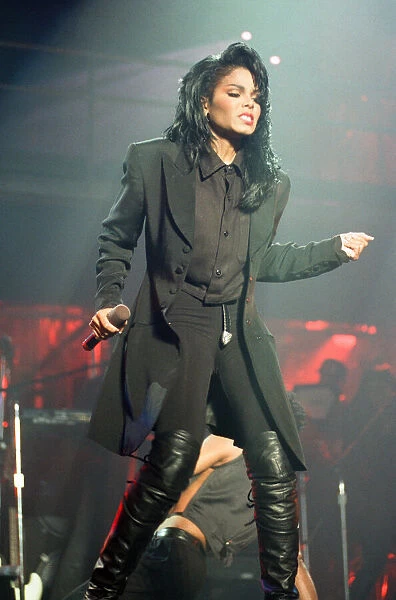 Janet Jackson performing on her Rhythm Nation World Tour at Wembley Arena