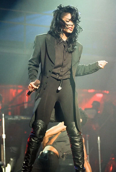 Janet Jackson performing on her Rhythm Nation World Tour at Wembley Arena