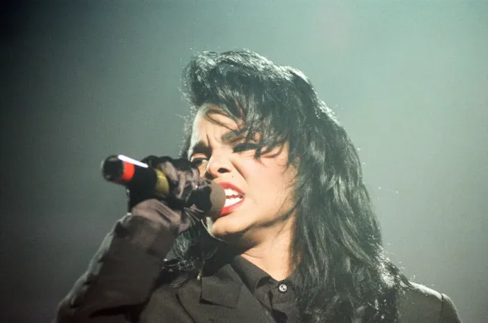 Framed Print : Janet Jackson performing on her Rhythm Nation World Tour at Wembley Arena