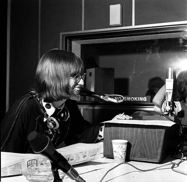 Janet Street Porter reports the news in studio 1973 at London broadcasting studios